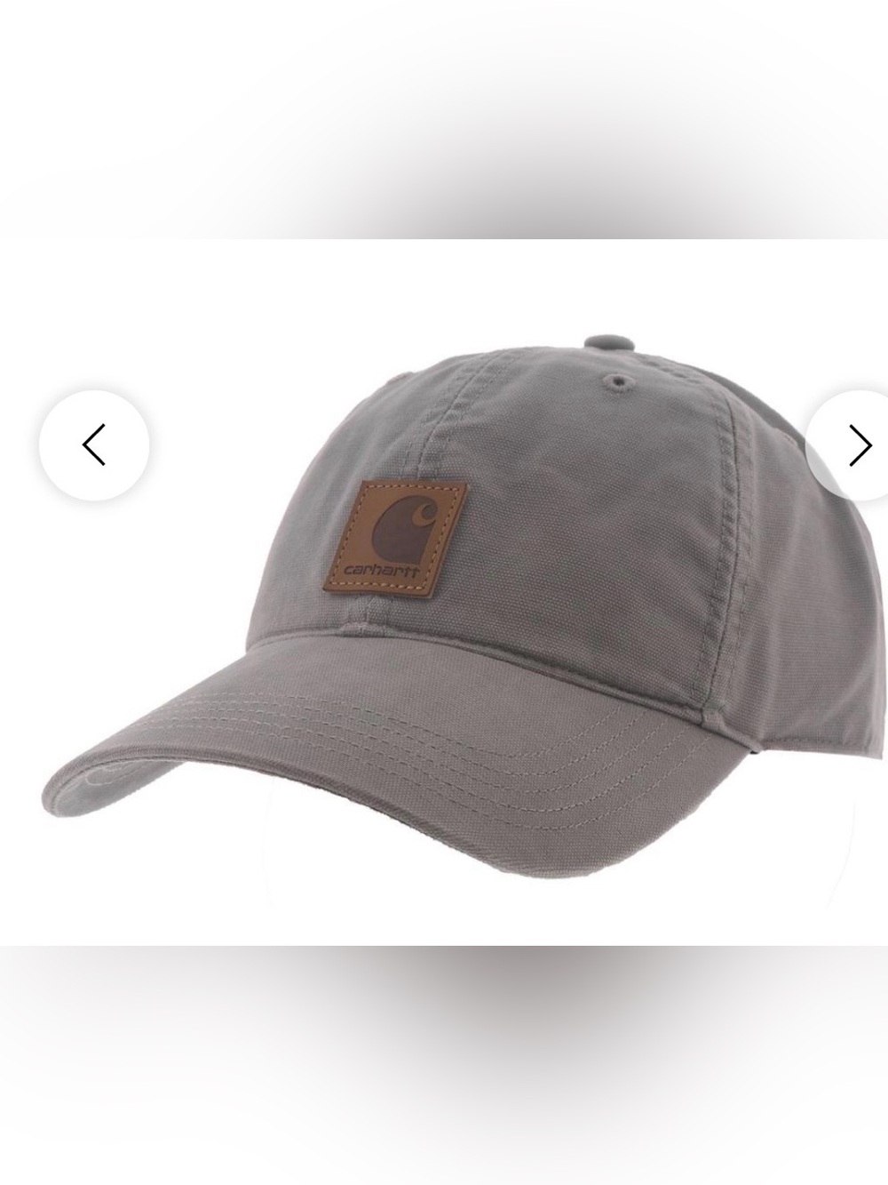 Like New Carhartt Asphalt Gray Canvas Cap with Leather Logo Patch, One Size